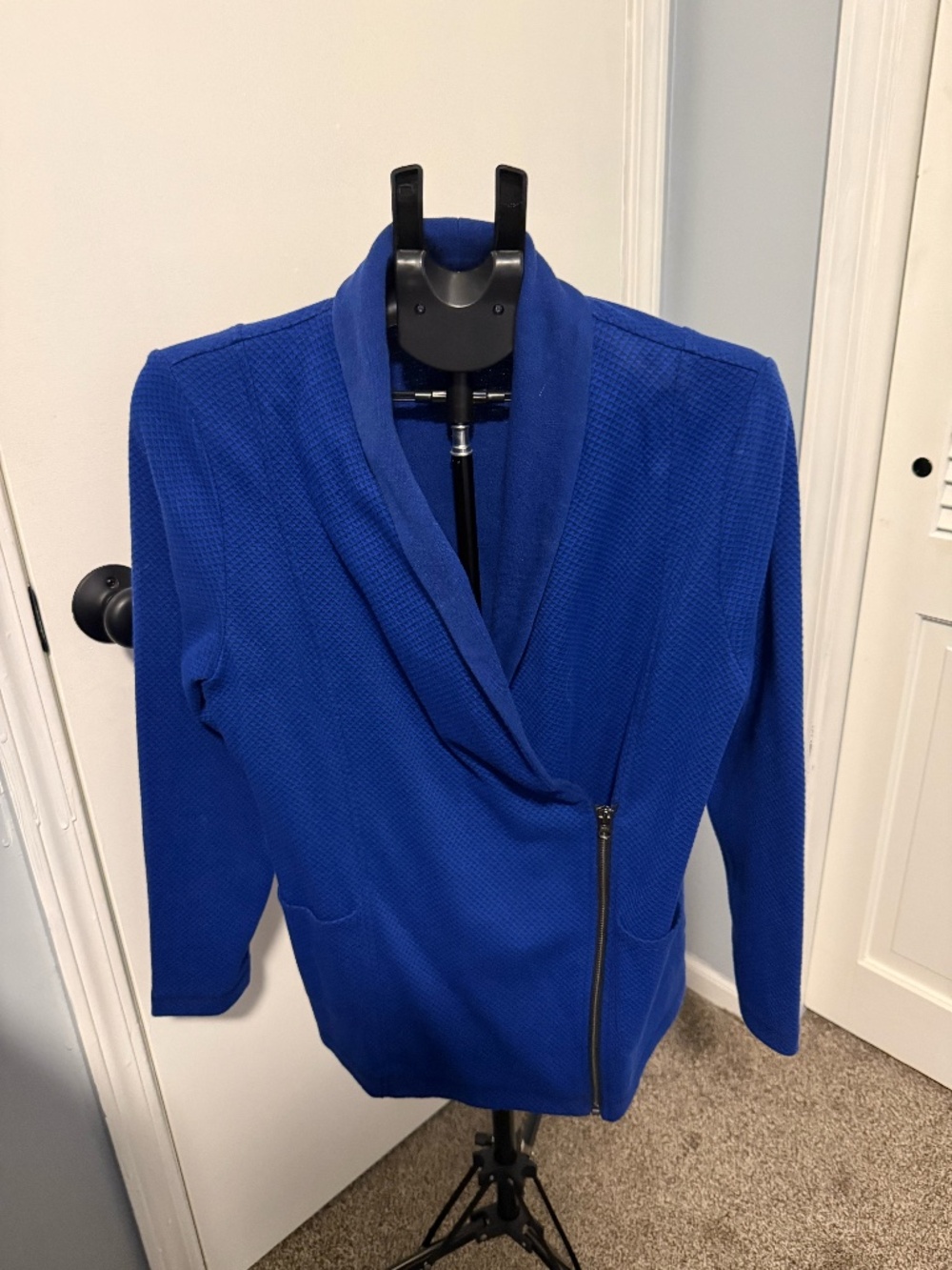 Talbots Royal Blue Asymmetrical Zip Cardigan / Jacket